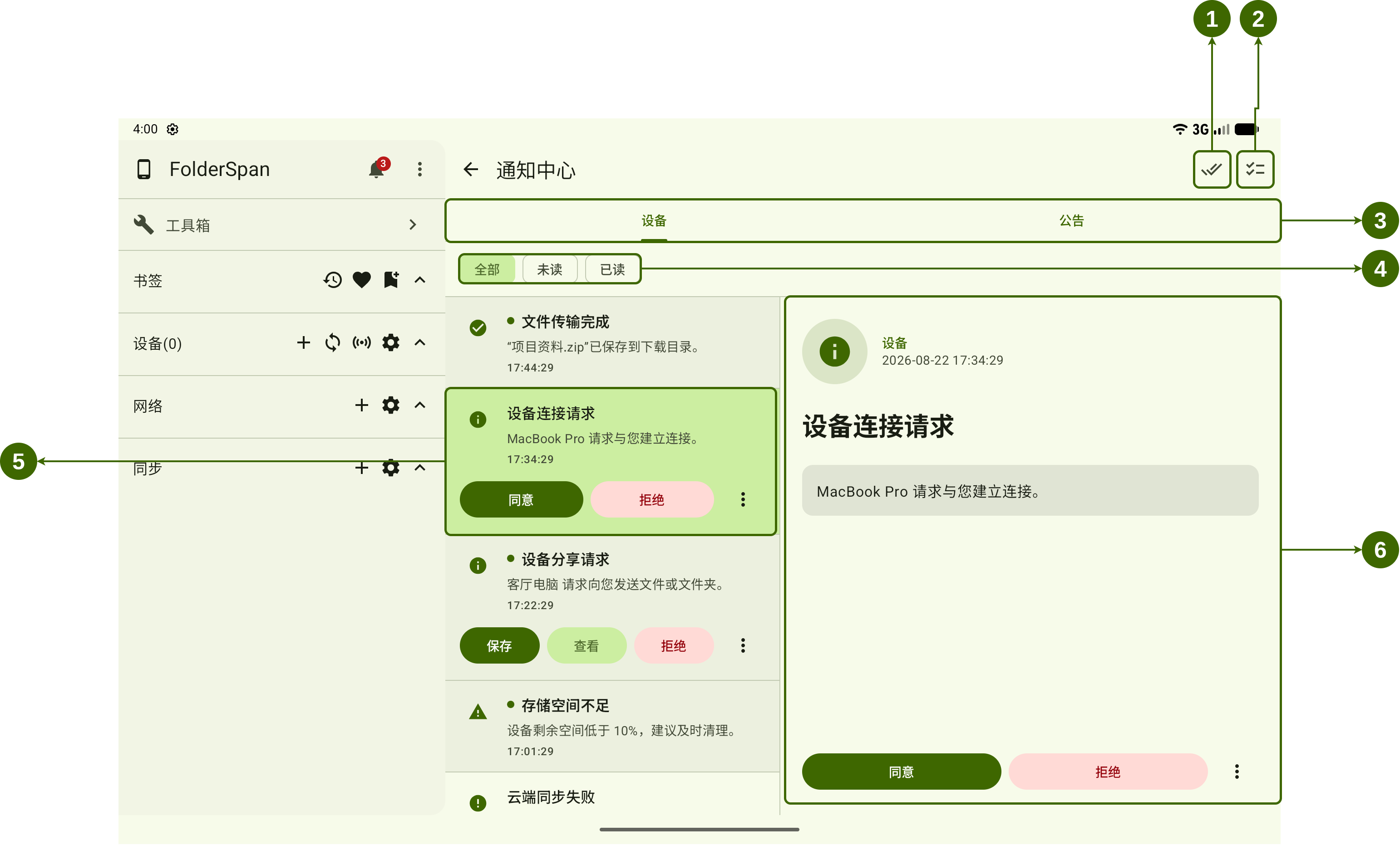 Annotated notifications page